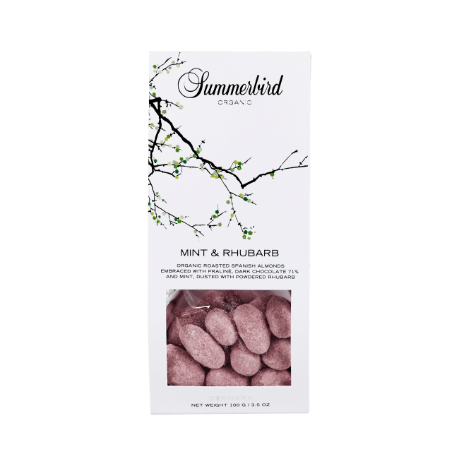 Mint & Rhubarb Vårmandler 100g, Summerbird