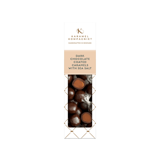 Creamy Caramels with seasalt in Dark Chocolate 109g, Karamel Kompagniet