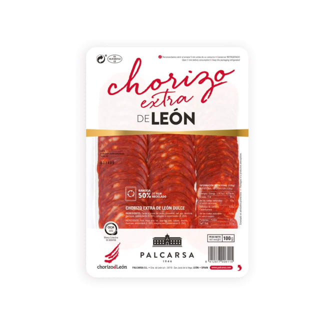 Chorizo León Extra 100g oppskåret, Palcarsa