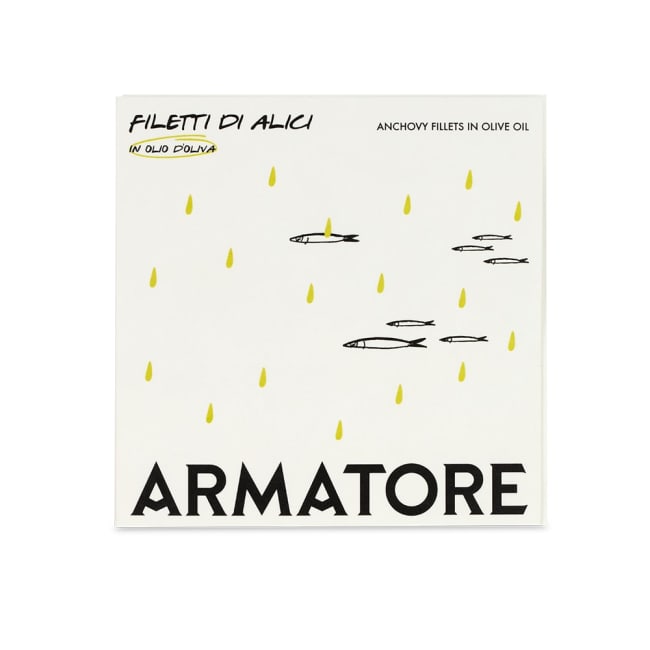 Filetti di Alici olio d’oliva (ansjosfilet i olivenolje) 90g tin, Armatore