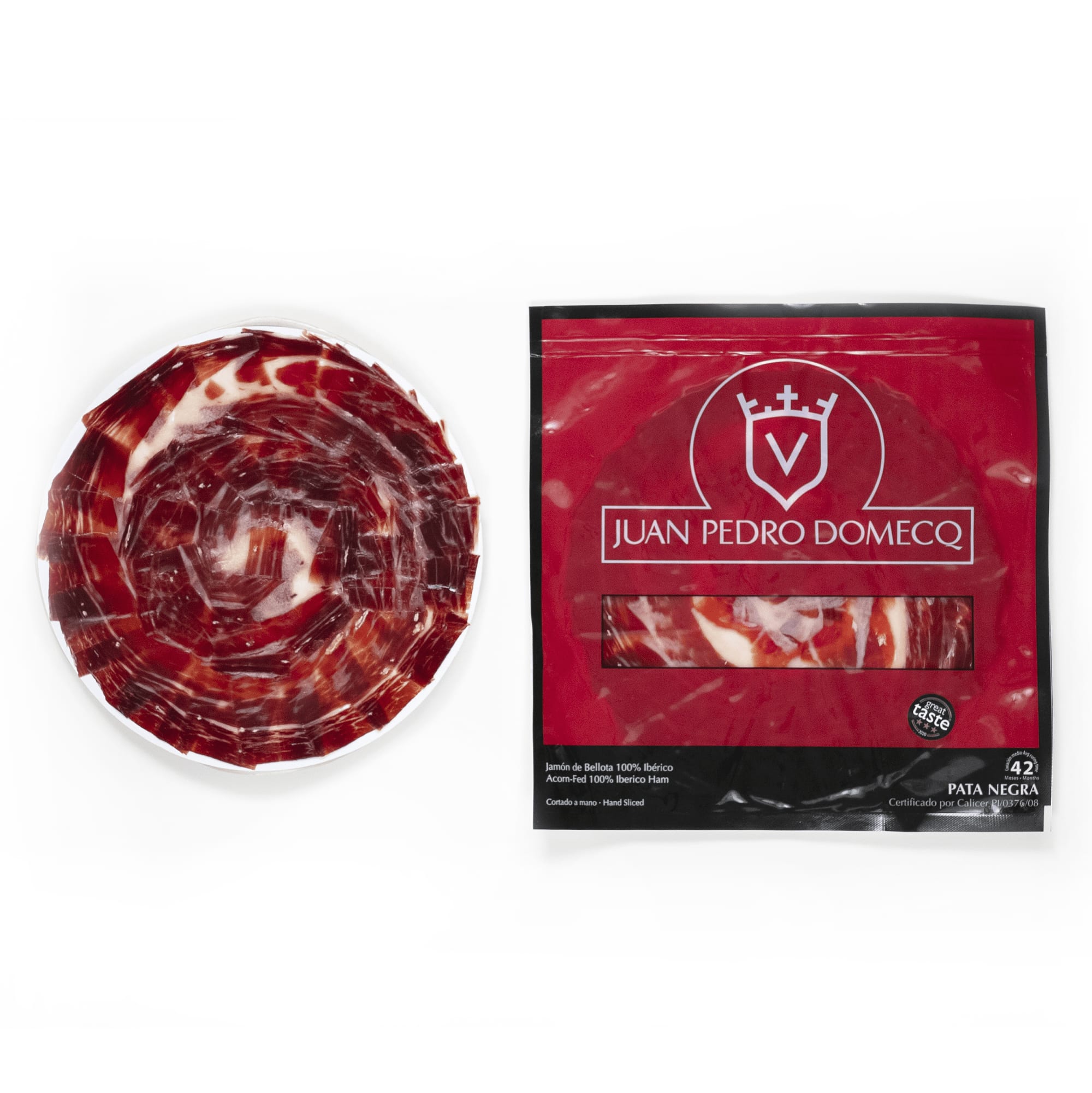 Jamon Iberico Bellota Ham 4052mnd håndskåret 80gr pakker rund, Domecq