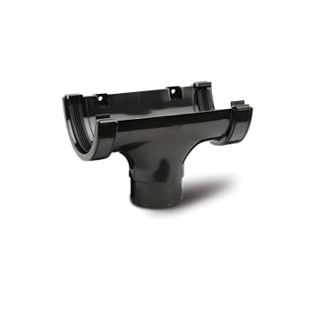 112mm Half Round Gutter Running Outlet Black