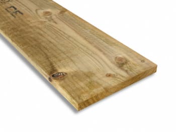 angled view of 22mm x 200mm green treated carcassing timber