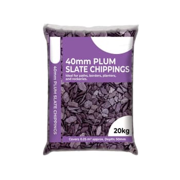 40mm Plum Slate Chippings 20kg Bag