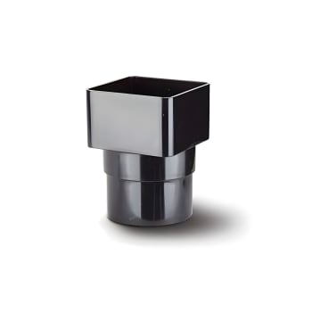65mm Square Downpipe to Round Adaptor Black