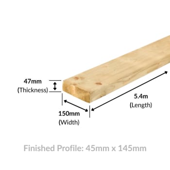 6x2 timber 5.4m dimension diagram