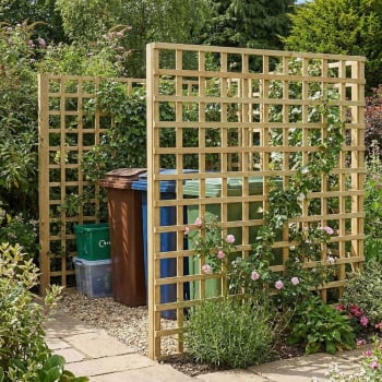 6x6 green treated trellis around bin area