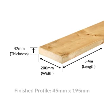 8x2 timber 5.4m dimension diagram