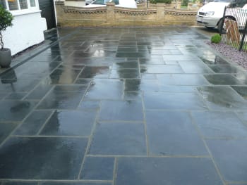 black limestone paving driveway