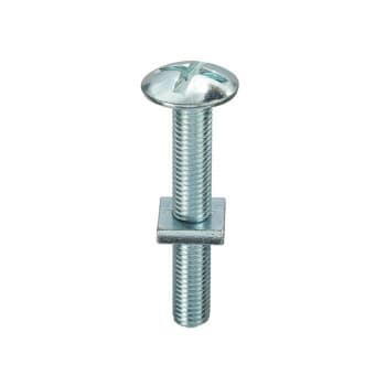vertical image of zinc plated roofing bolt and nut