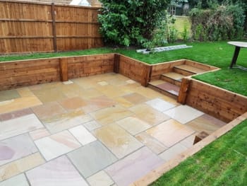 camel buff indian sandstone back garden patio