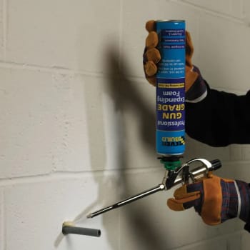 using everbuild expanding foam gun grade on a pipe