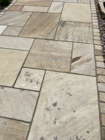 view of mint indian sandstone paving installed