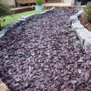 plum slate chippings in a path