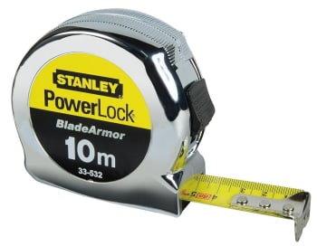 angled view of 10m stanley powerlock tape measure