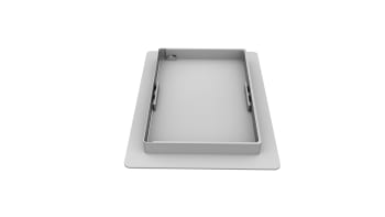 inside of white picture frame metal access panel