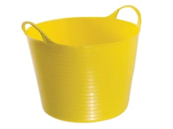 angled view of 14 litre yellow plastic gorilla tub