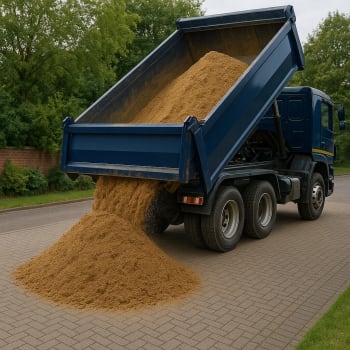 dump truck unloading sharp sand