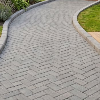 grey block paving pathway