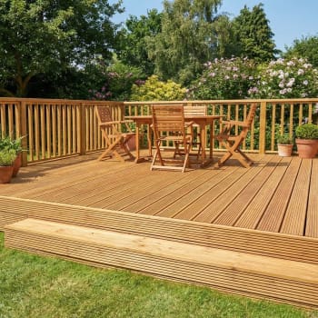 grooved timber decking area