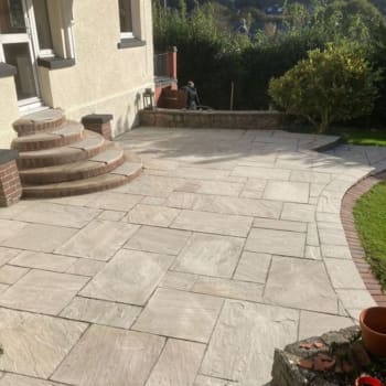 light grey indian sandstone paving garden patio