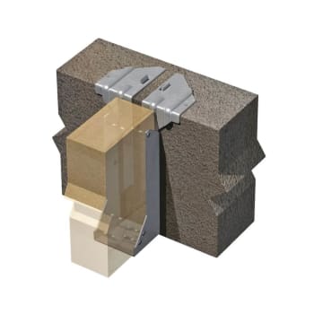 standard masonry joist hanger installed