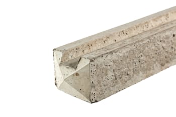 angled view of slotted concrete end fence post