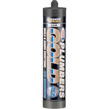 front of everbuild plumbers gold sealant & adhesive clear 290ml