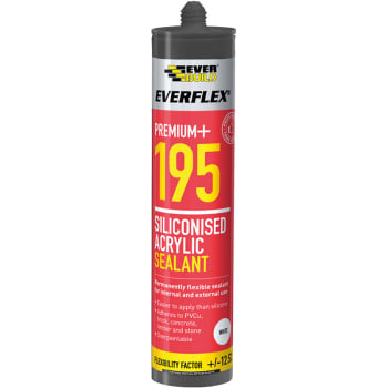 front of everbuild siliconised acrylic sealant white 300ml