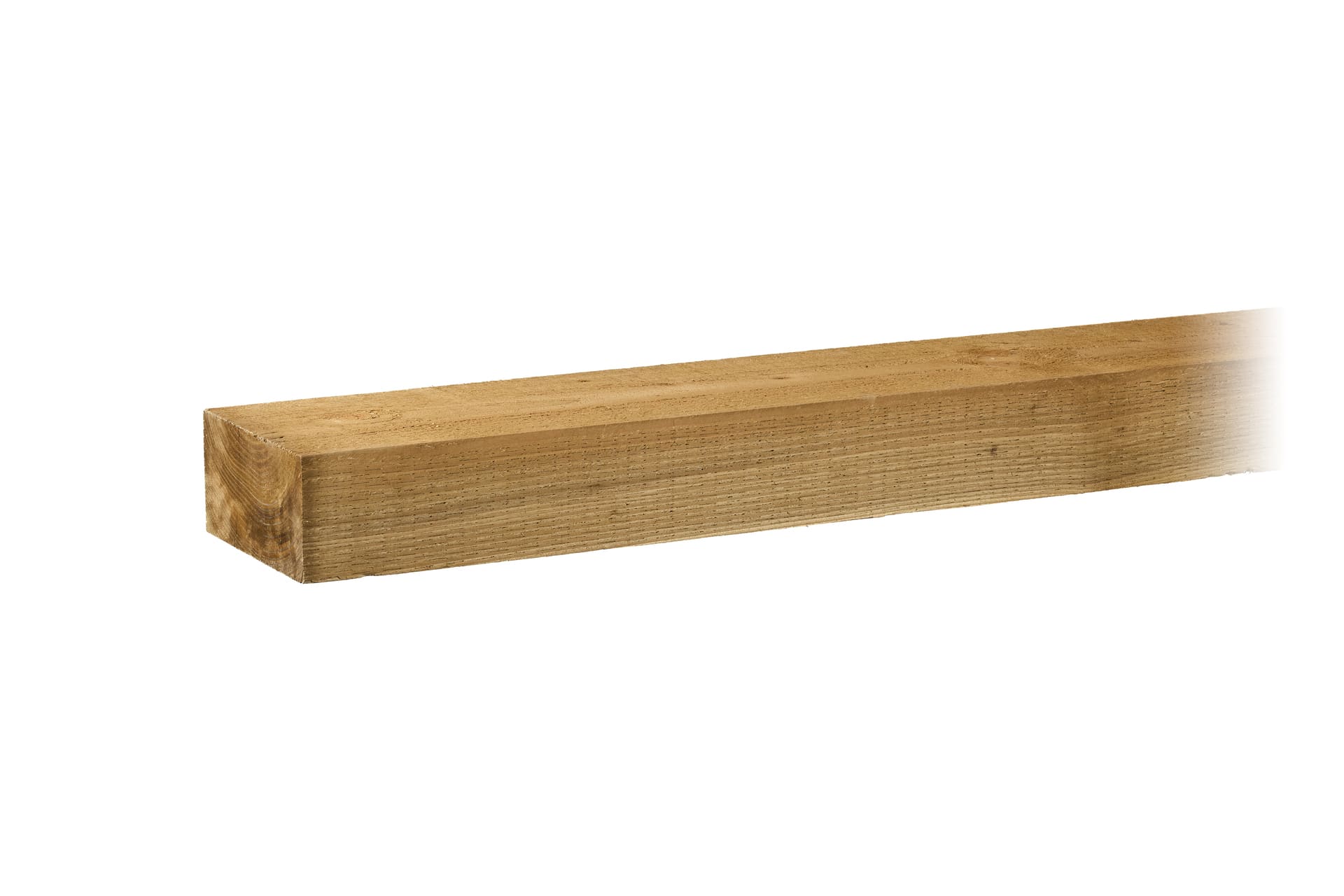 side view of 125mm x 200mm green treated garden railway sleeper