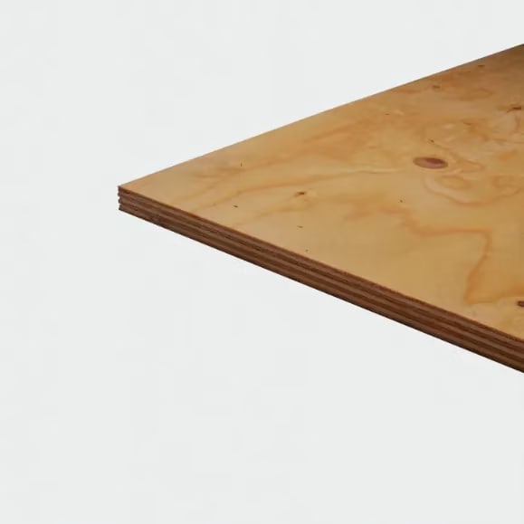 Corner of 15mm fire-rated plywood