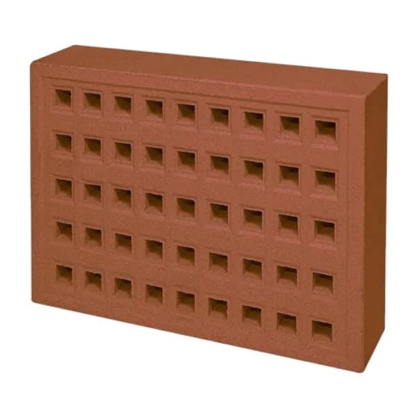 215mm x 140mm Square Hole Clay Air Brick Red (9" x 6")