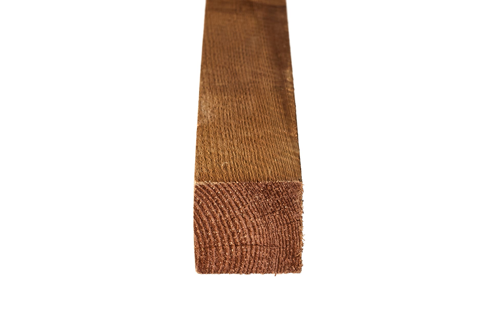 head on view of 4x4 green treated square top fence post