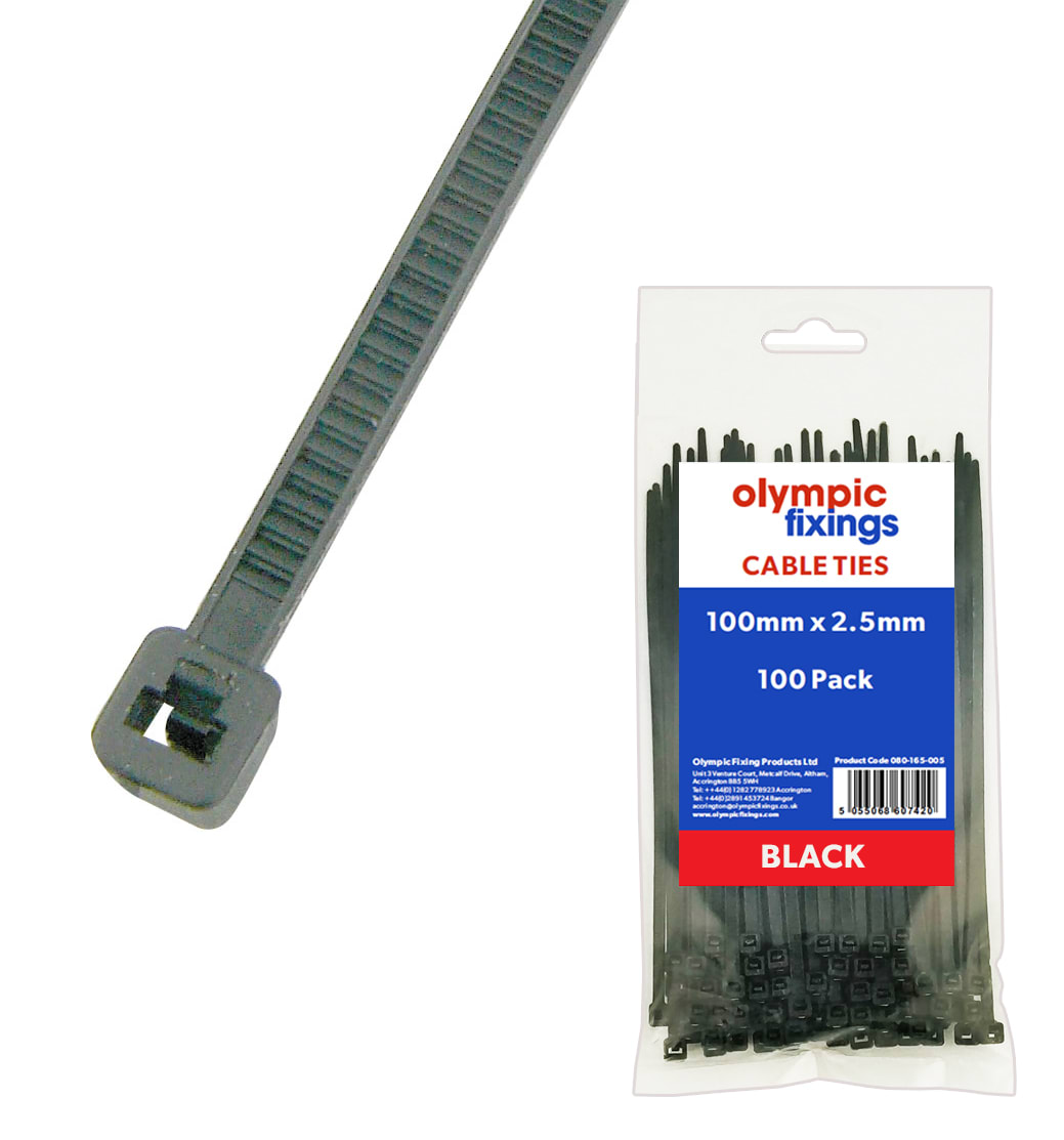 300mm x 7.2mm Black Cable Ties