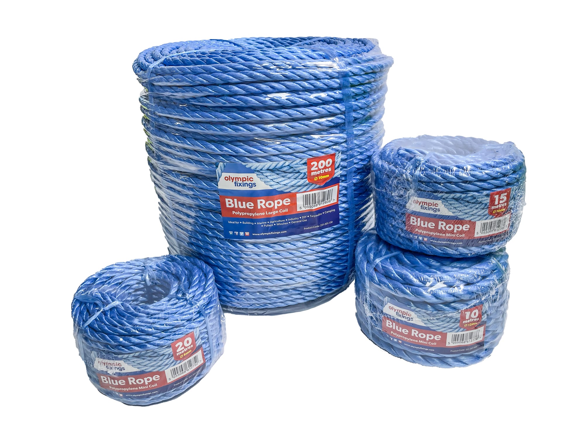 10mm x 200m Blue Polypropylene Rope