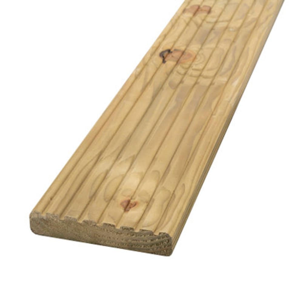 32mm x 125mm Softwood Reversible Decking Board - Smooth Or Grooved 2400mm