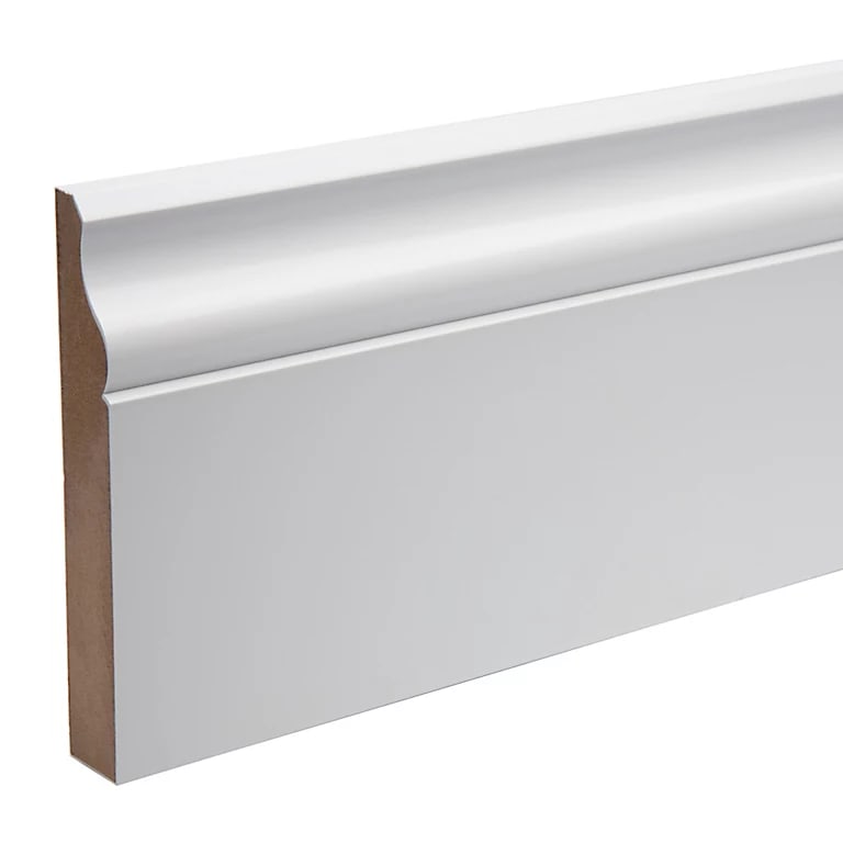 18mm x 94mm MDF White Primed Ogee Skirting Board 4200mm