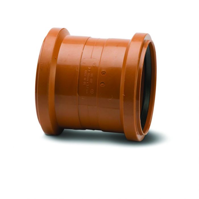 160mm Double Socket Polypropylene Coupling (With Centre Stop) Terracotta