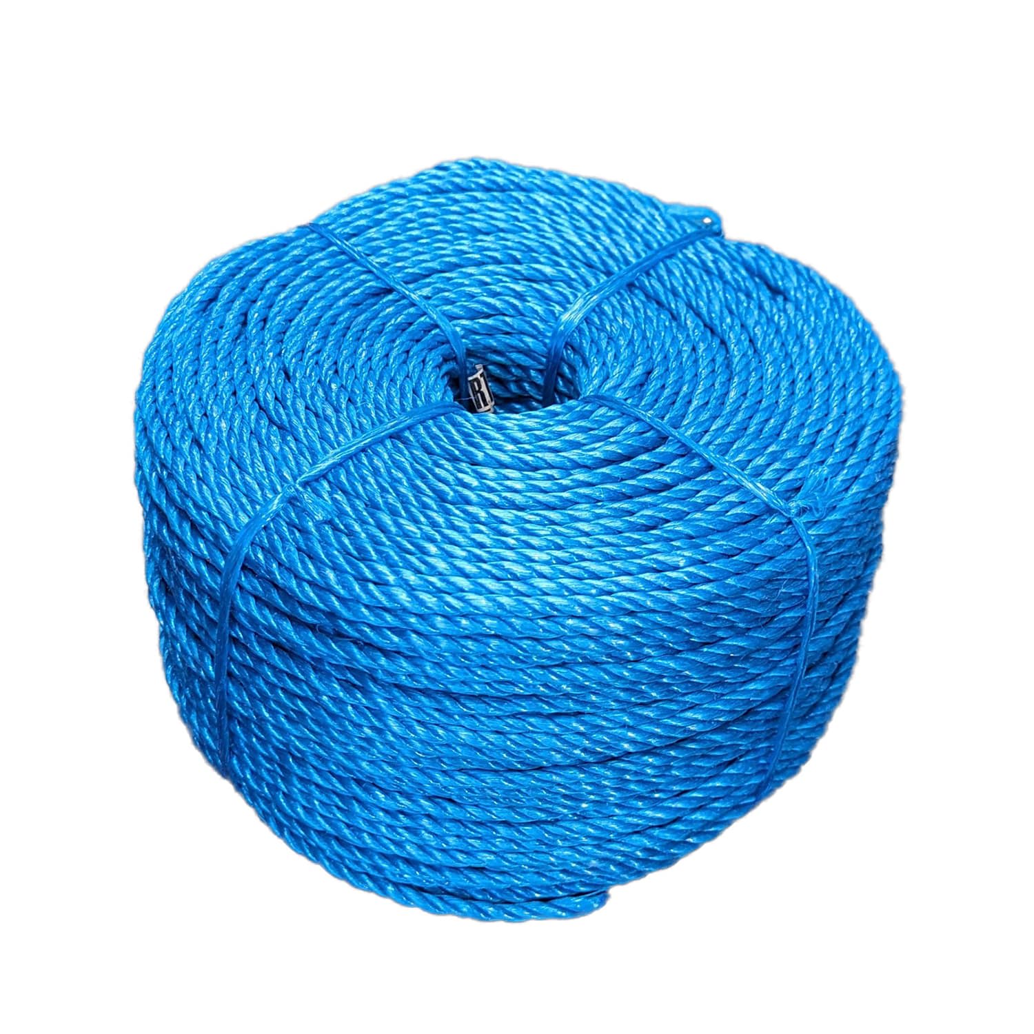 rolls of packaged blue polypropylene rope