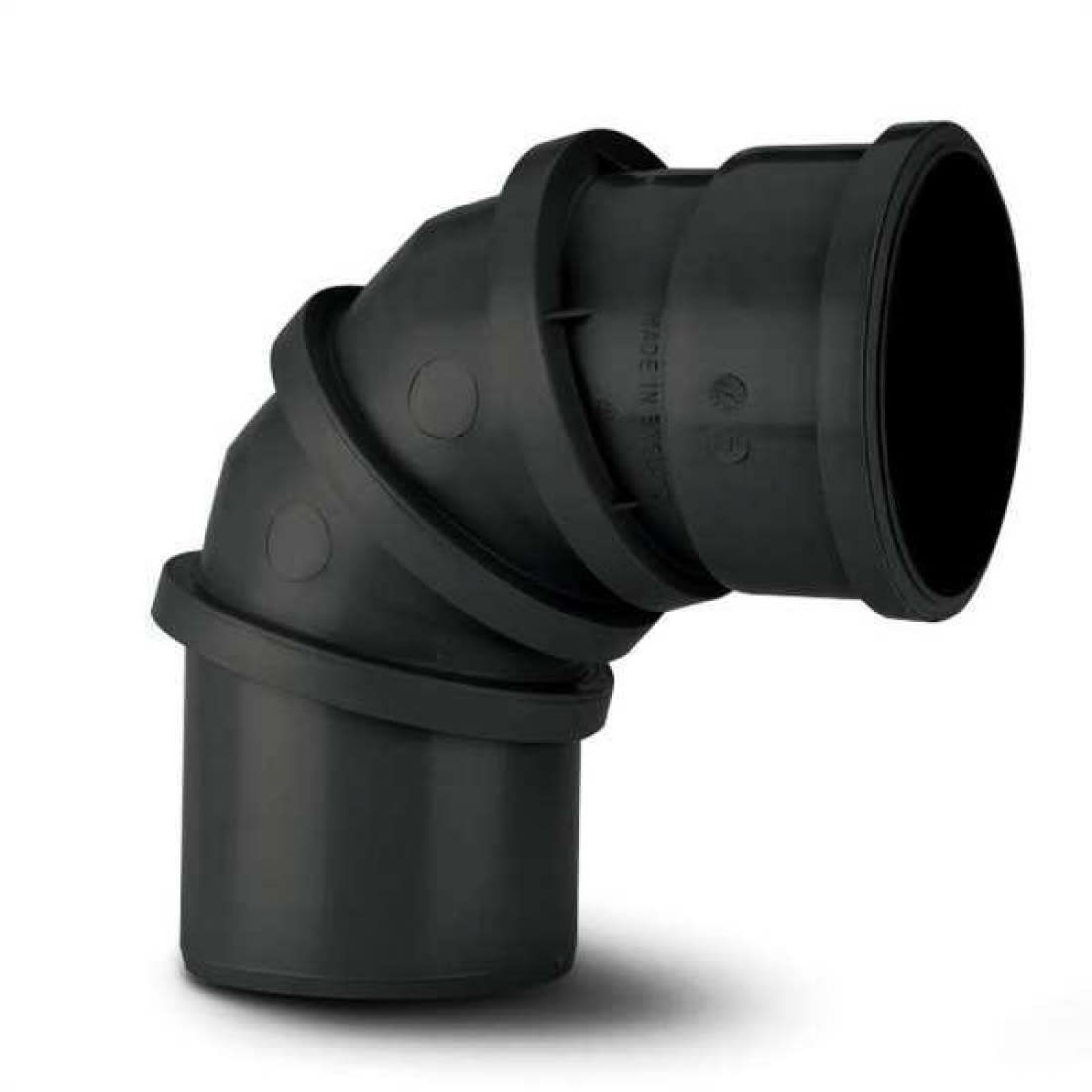 110mm Ring Seal Soil Adjustable Bend 0-90 Degree Black