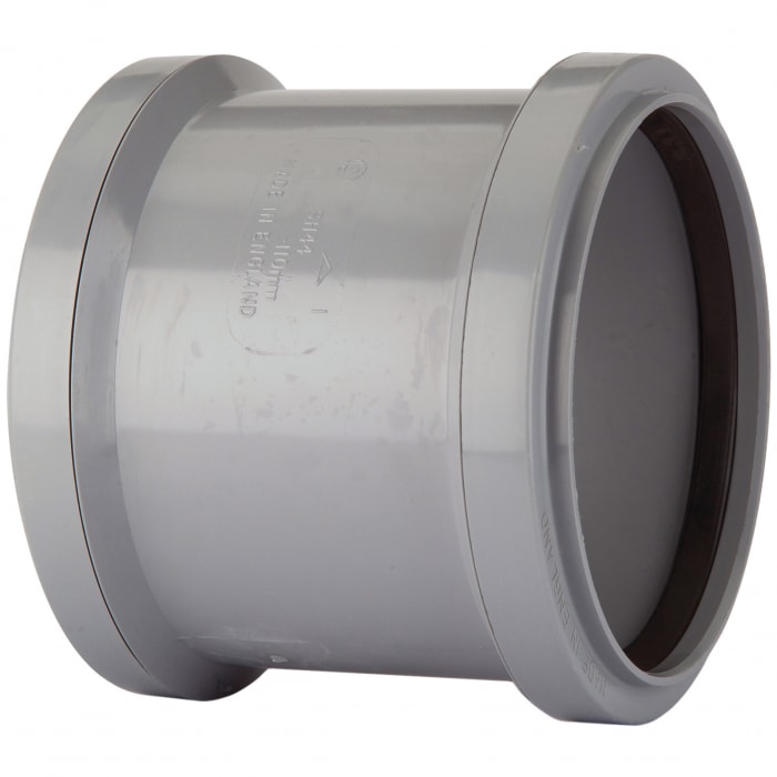 82mm Soil Double Socket Coupling Grey