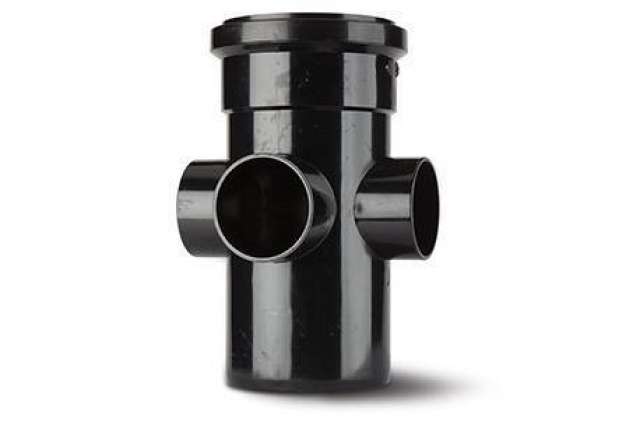 110mm Soil 3 Way Boss Pipe Single Socket Black