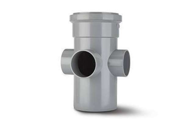 110mm Soil 3 Way Boss Pipe Single Socket Grey