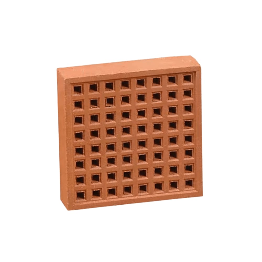 215mm x 215mm Square Hole Clay Air Brick Red (9" x 9")