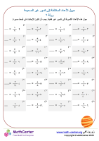 ورقة تحويل الأعداد المختلطة إلى كسور غير الصحيحة ٢