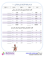 قائمة الأرقام الرومانية ١ إلى ١٠٠ ورقة عمل