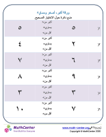 ورقة أكبر، أصغر ومساوٍ ٨