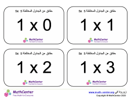 بطاقات حقائق الجداول المختلطة: حتى 5×5