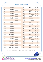 جدول ضرب الرقم 4 ورقة 1