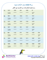 ورقة ترتيب الأرقام حتى 2000 ورقة 2